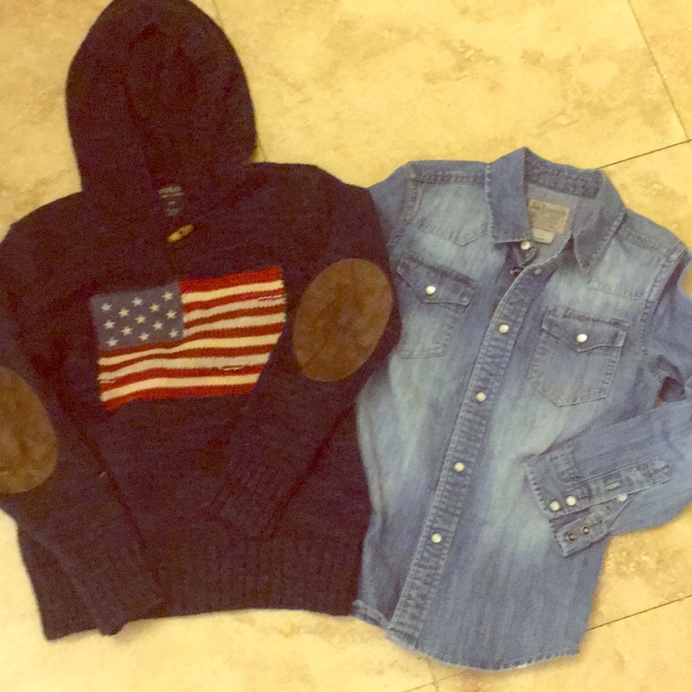 Boys denim shirt and sweater